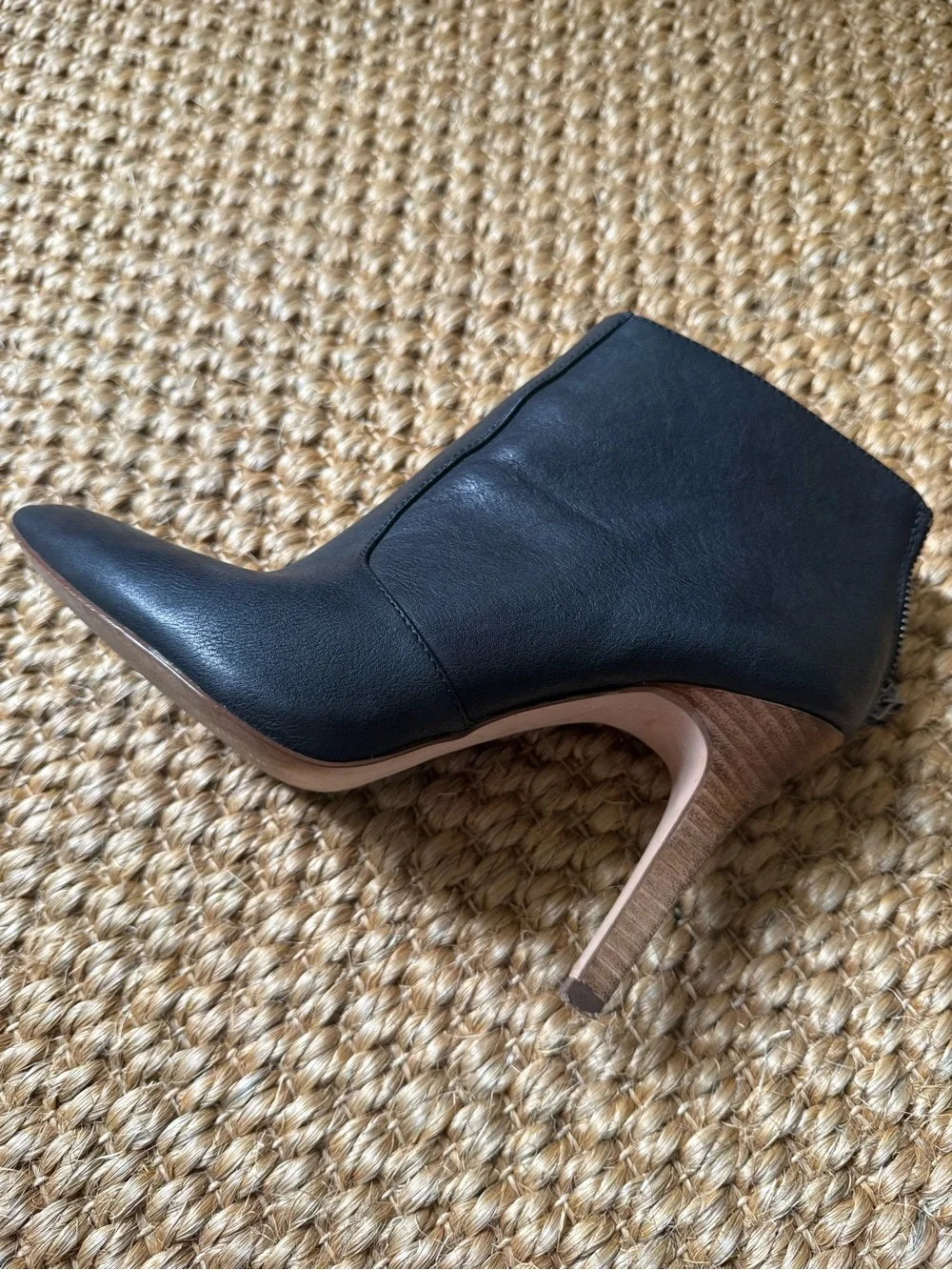 Madewell Jules Black Leather Heeled Ankle Booties